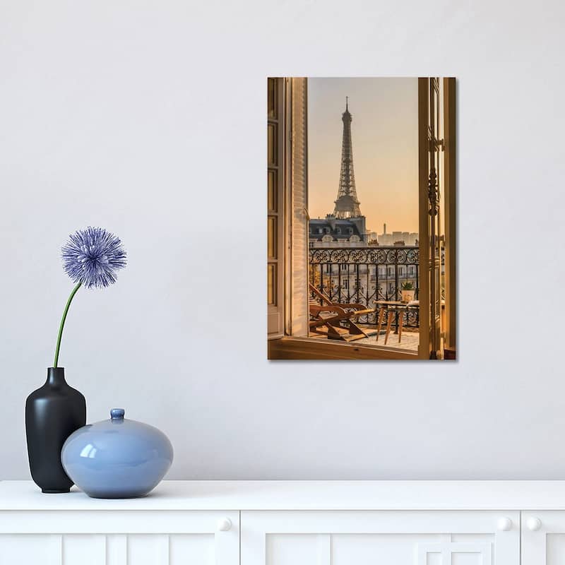 iCanvas "Paris Balcony With Eiffel Tower" by Karen Mandau Canvas Print - 18x12x1.5