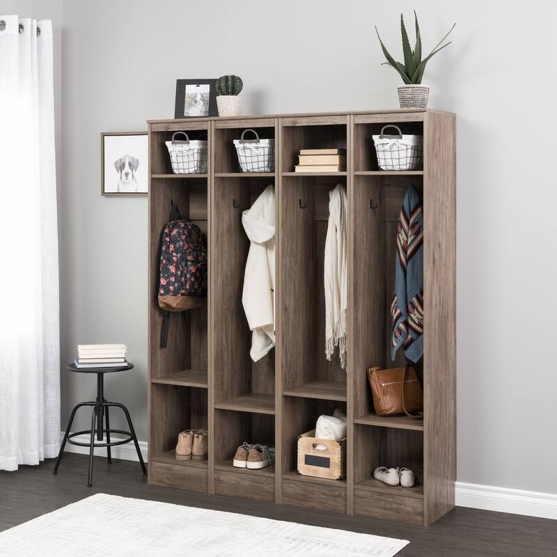 Prepac Narrow Entryway Organizer - Set of Four - Drifted Gray
