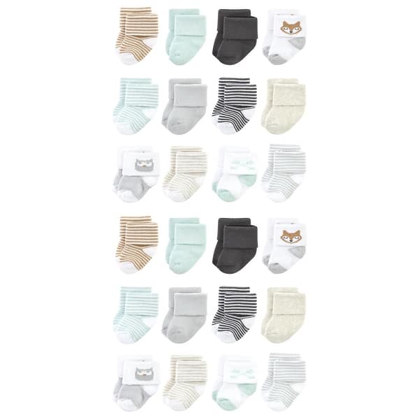 slide 1 of 1, Luvable Friends Cotton Rich Baby Terry Socks 24-Pack, Owl 0-6 Months - Owl