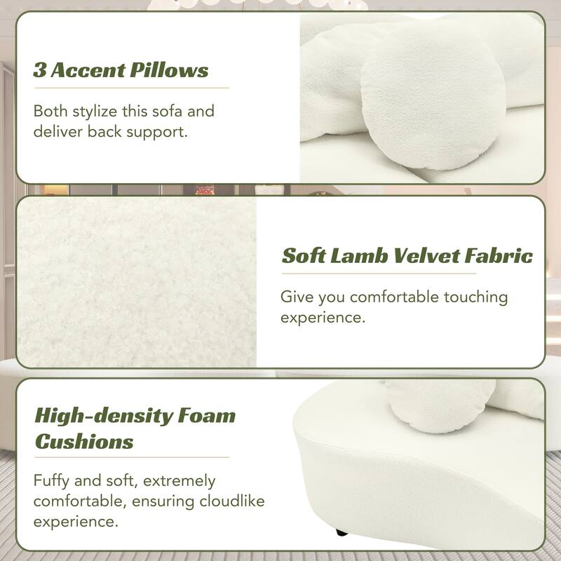 103.5" Lamb Velvet Armless Sectional Sofa with 6 Pillows