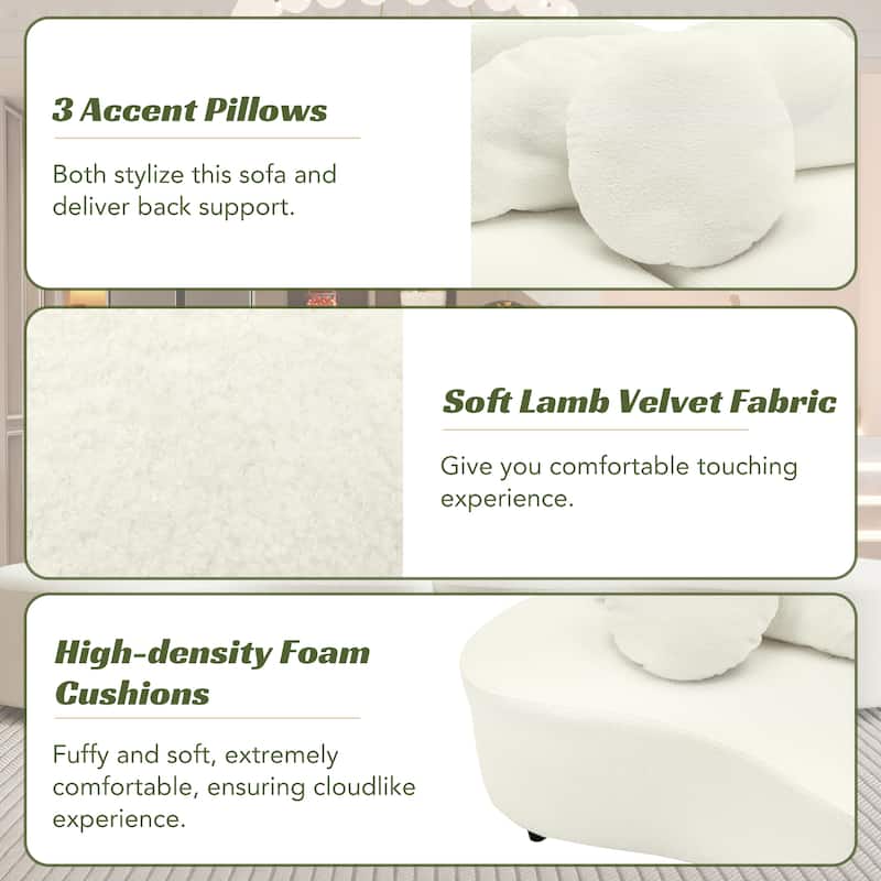103.5" Lamb Velvet Armless Sofa with 6 Pillows and Floating Design