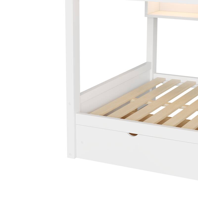 Full XL over Full XL Smart Storage Bunk Bed with LED Light by Harper&Bright Designs