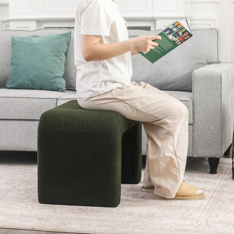 Adeco Velvet Footrest Ottoman for Living Room Bedroom