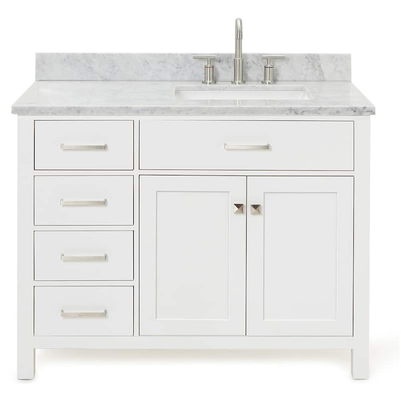 Ariel H043SRCW2RVO Bristol 42" Thick Carrara Marble Vanity Top - White - Colored