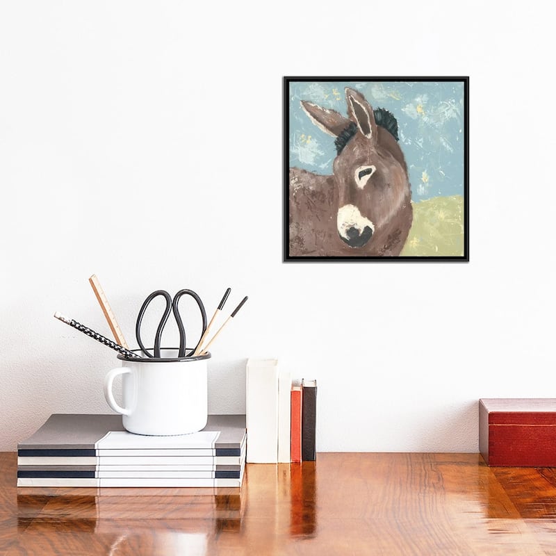iCanvas "Farm Life-Donkey" by Jade Reynolds Framed Canvas Print
