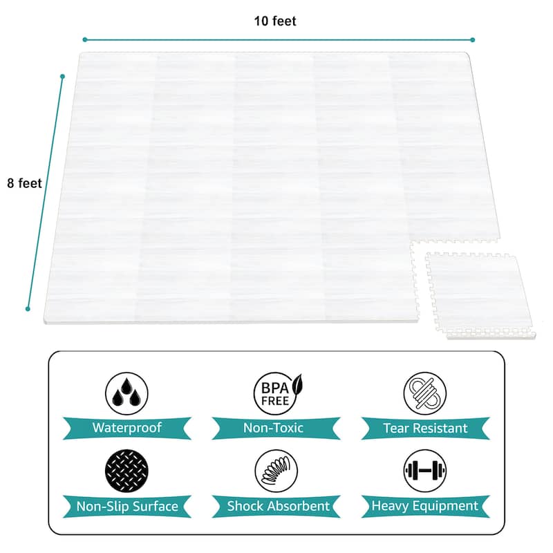 Sorbus 80 Sq. Ft. Wood Grain Floor Tiles Foam Mat EVA Interlocking Mats Tile 3/8-Inch-Thick Wood Puzzle Exercise Mats.