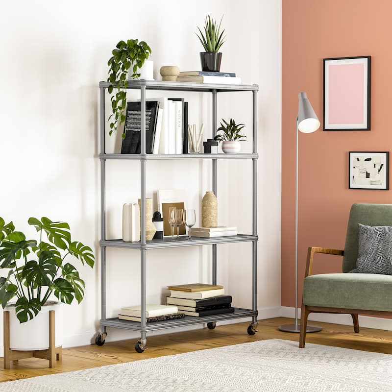 Seville Classics HOME 4-Tier Steel Shelving with Shelf Liners
