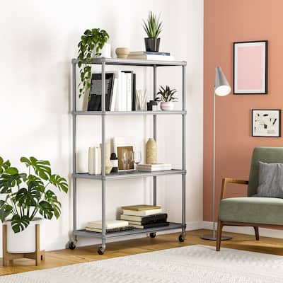 Seville Classics HOME 4-Tier Steel Shelving with Shelf Liners
