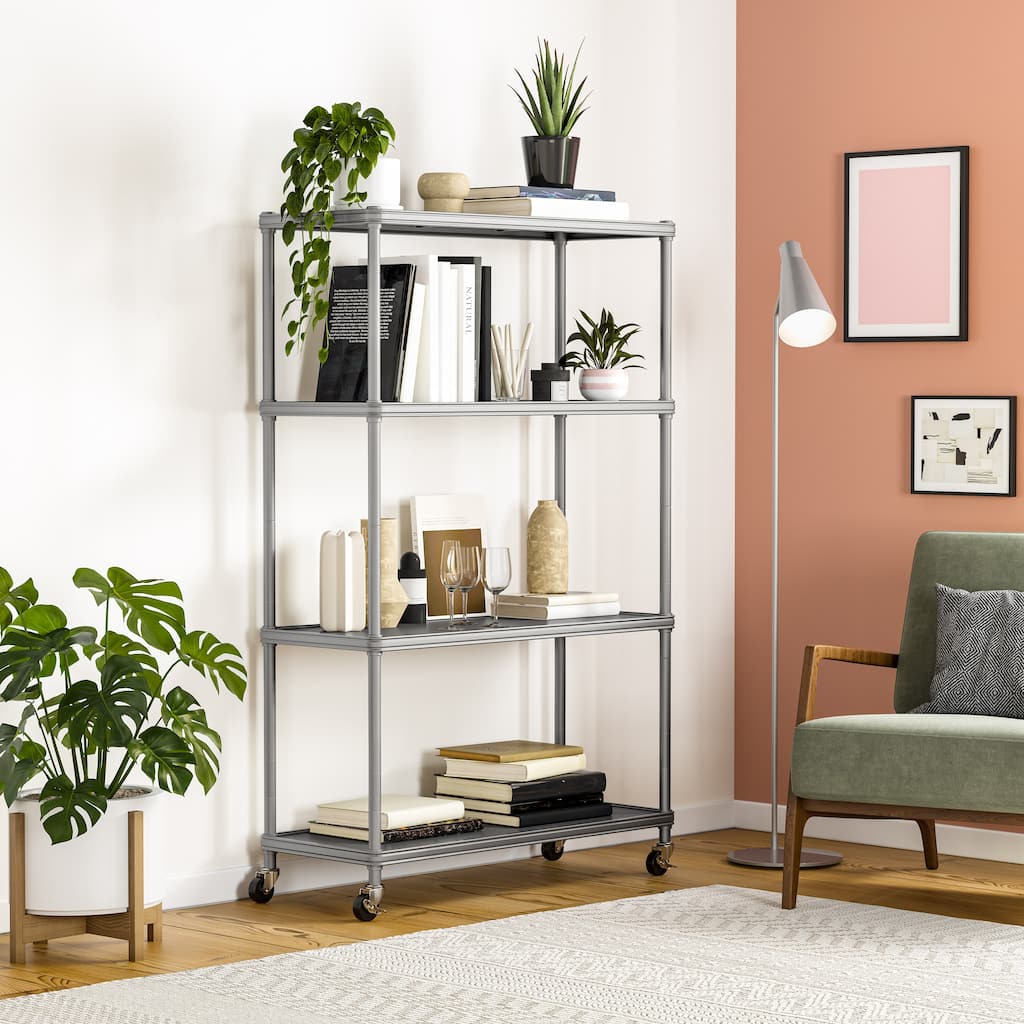 Seville Classics HOME 4-Tier Steel Shelving with Shelf Liners