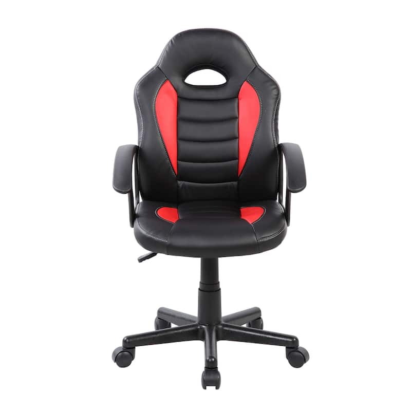 35.25" Black Red Techni Mobili Kid's Gaming Student Racer Chair Wheels