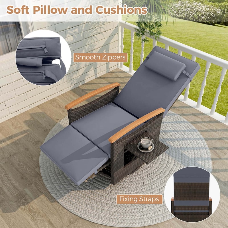 Reclining Patio Chairs Outdoor Swivel Recliner Chair w/ Armrests