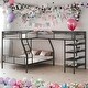 preview thumbnail 2 of 9, Twin over Full Size L-Shaped Metal Bunk Bed and Twin Size Loft Bed with Four Built-in Shelves,Space Saving,Black