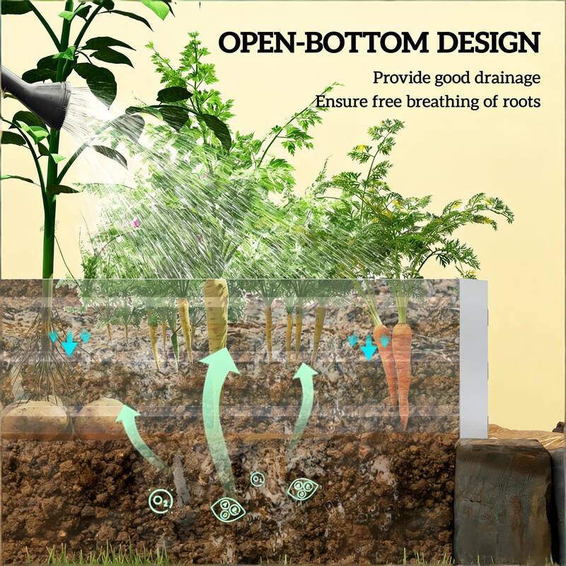 Raised Garden Planter with Open Bottom Drainage for Vegetable, Flower