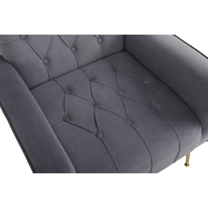 31.5" Velvet Button Tufted Arm Chair