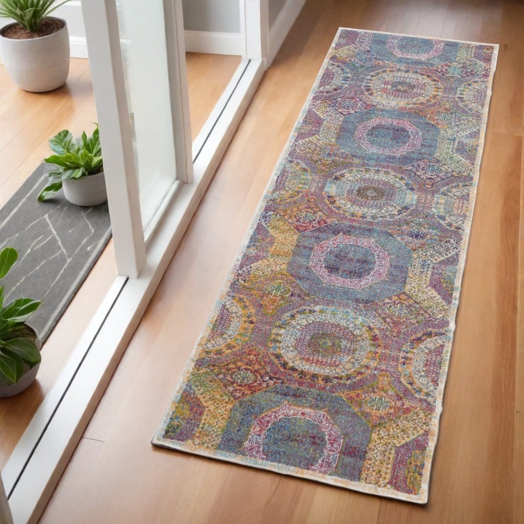 Jema Power Loomed Distressed Geometric Abstract Modern Non Skid Area Rug By HomeRoots - 72' X '24' X '0.5