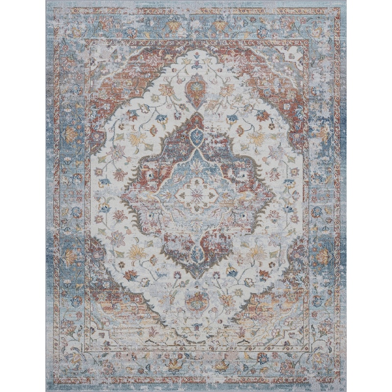 Rayna Farmhouse Medallion Indoor Area Rug