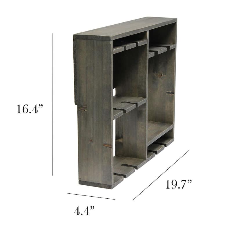 Elegant Designs Bartow Wall Mounted Wood Wine Rack Shelf with Glass Holder - 19.70 x 4.40 x 16.40 (L x W x H)