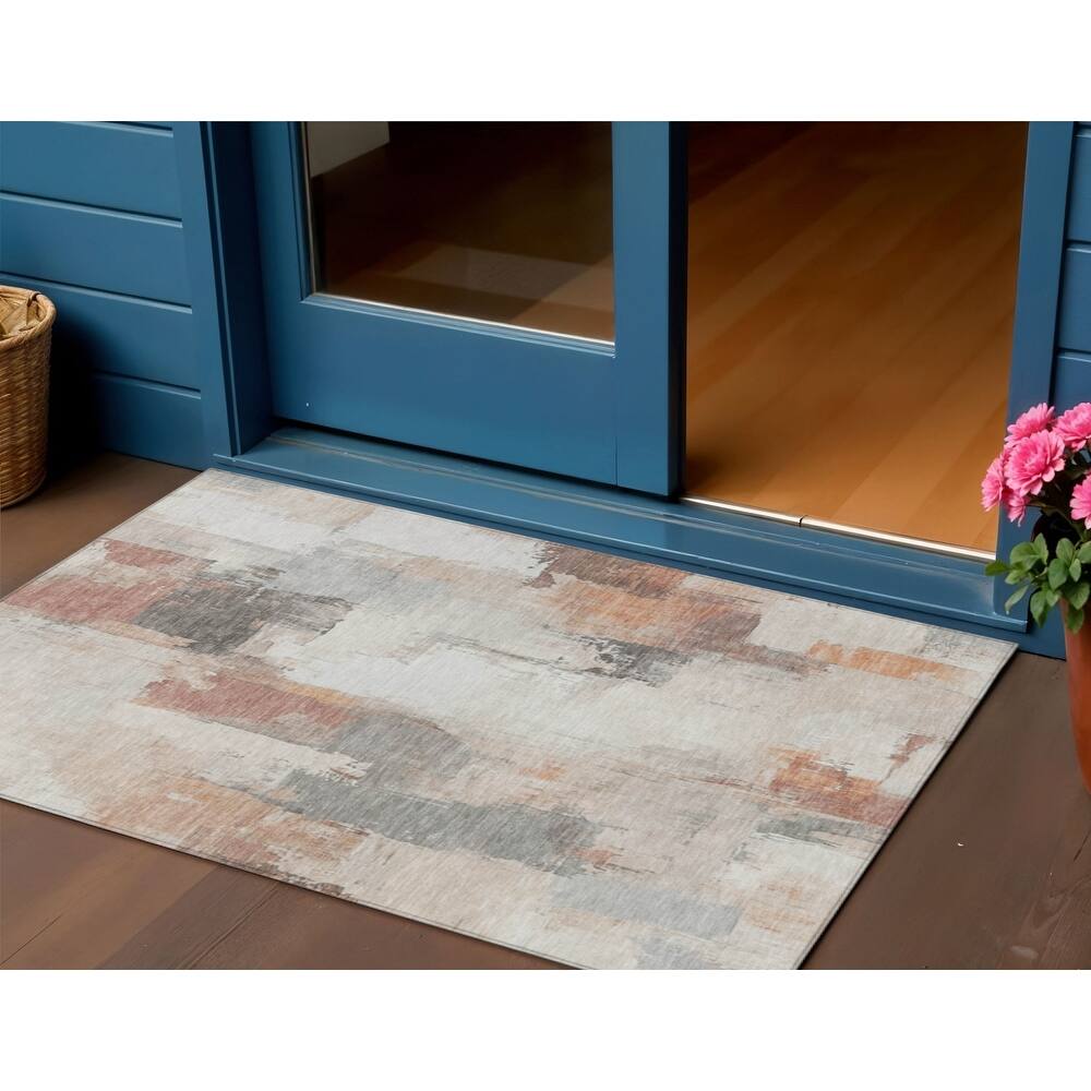HomeRoots Abstract Transitional Rectangle Outdoor Rug