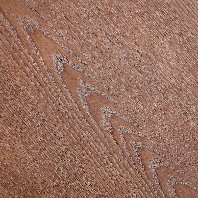 35.43" Walnut Round Coffee Table with Solid Wood Ribbed Wave Trim