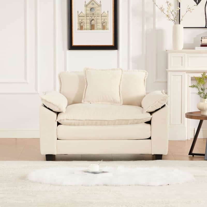Roomfitters Cloud Sofa Chair, Modern Chenille Upholstered Single Seat with Deep Cushion Comfort - Beige
