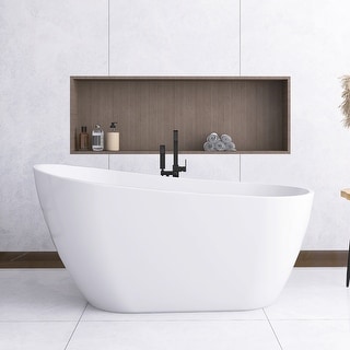 Acrylic Freestanding Flatbottom Soaking Bathtub in White