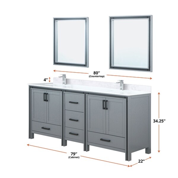 Lexora Ziva 80 inch Double Bathroom Vanity Only - Bed Bath