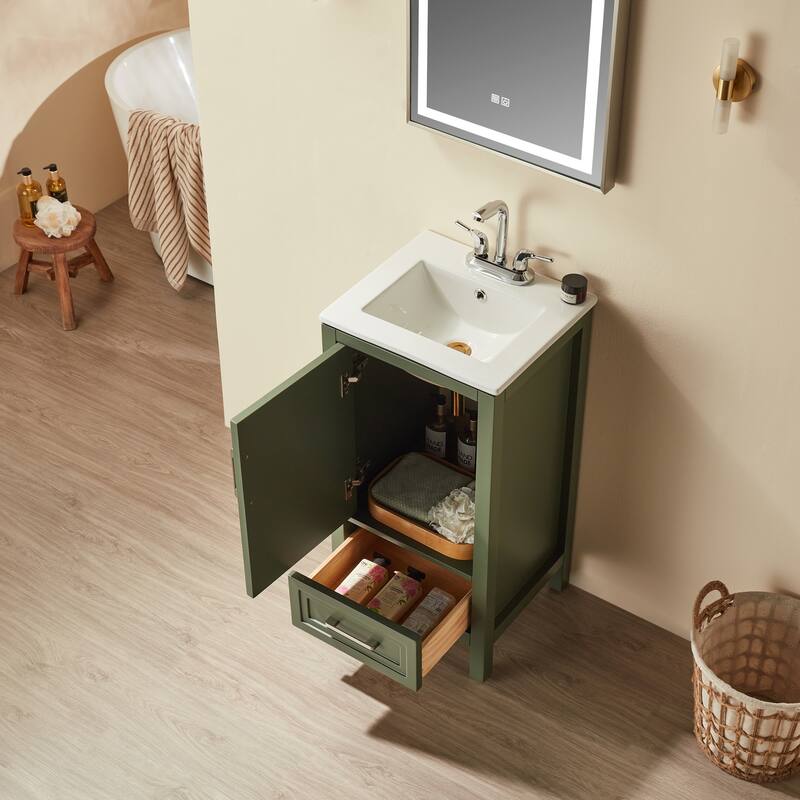 Fully Assembled 18" Freestanding Single Bathroom Vanity with Top