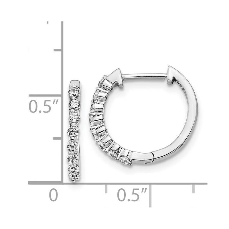 Curata 14k White Gold Diamond Hinged Hoop Earrings - 15x15mm Wide 1mm Thick