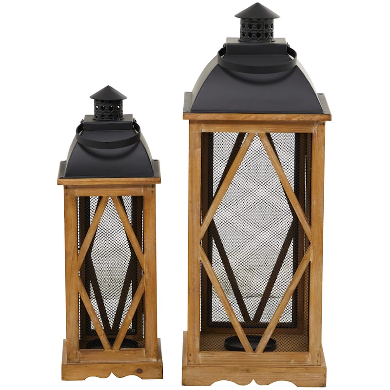 Brown Wood Lighthouse Style Candle Lantern