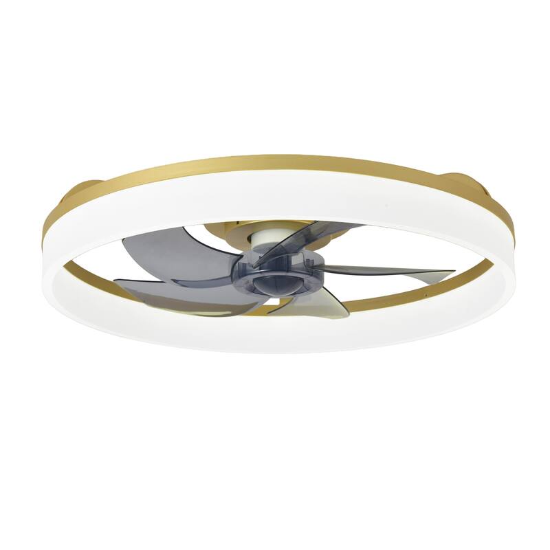 Ceiling Fan with Light: Low Profile, App Remote Control, 6-Speed, 3 CCT, Quiet DC Motor, Dimmable LED, 20" /16" - 20-inch - Gold