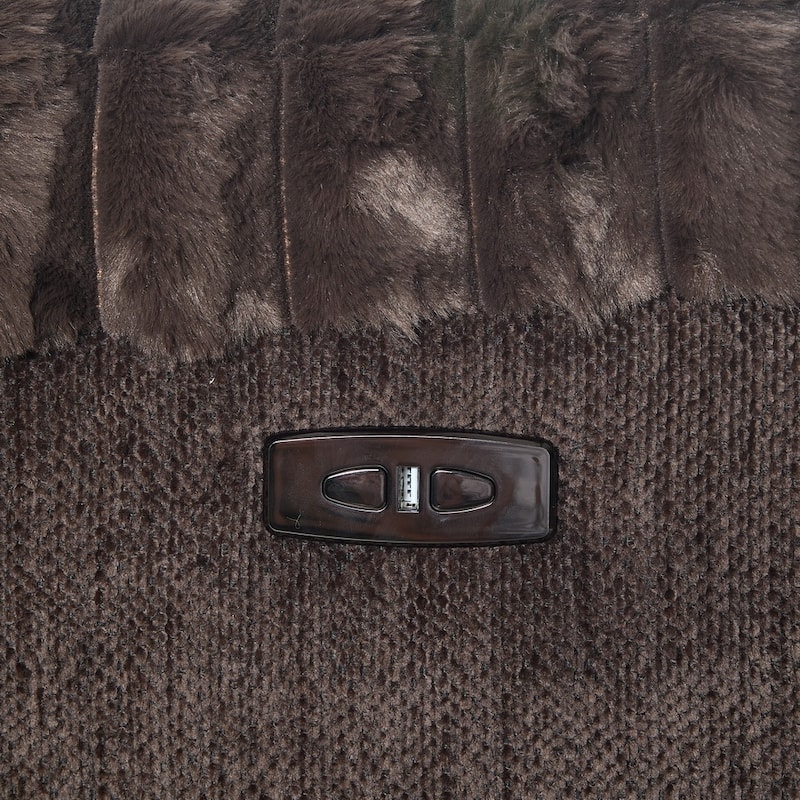 Power Reclining Chair Fabric Two Tones with USB and Padded Seats