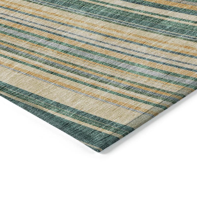 Machine Washable Indoor/ Outdoor Stripe Wave Chantille Rug