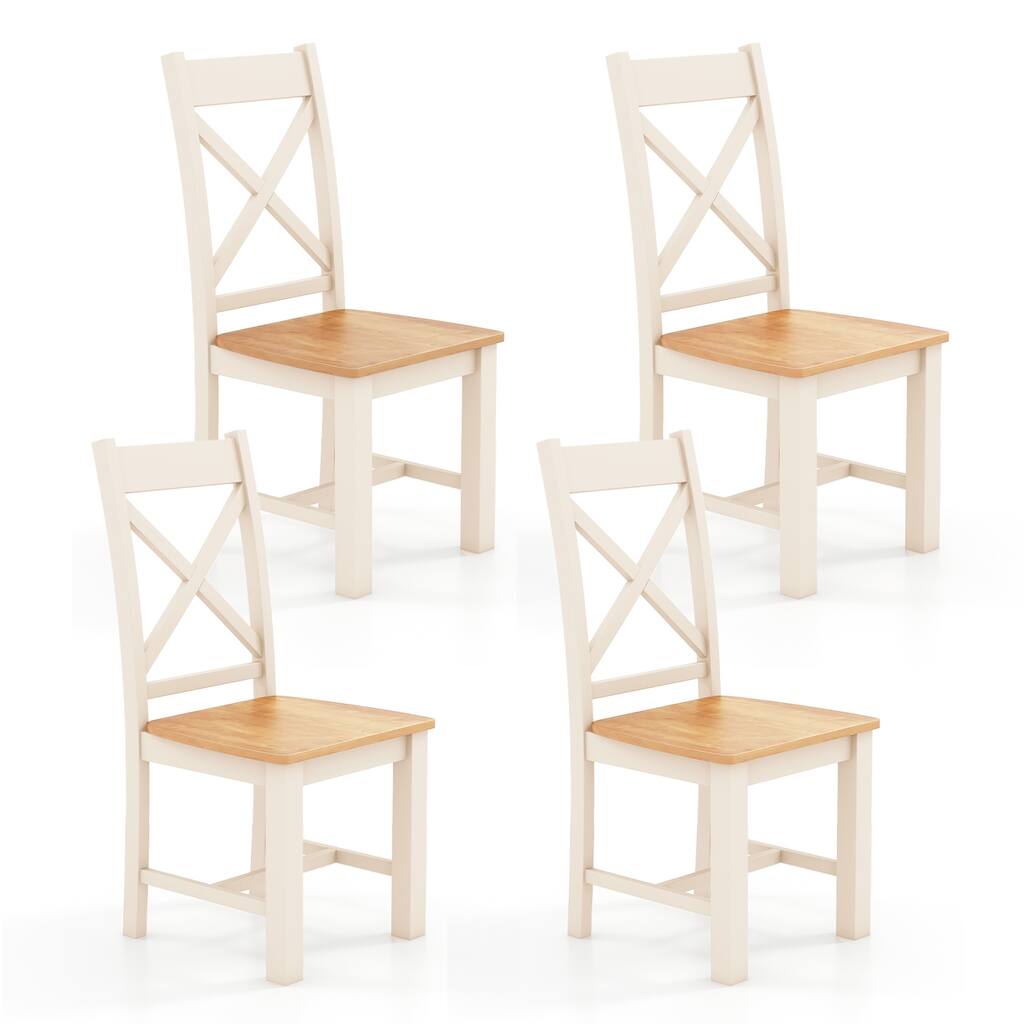 Gymax Modern Wooden Dining Chairs Set of 4 w/ High Back Rubber Wood