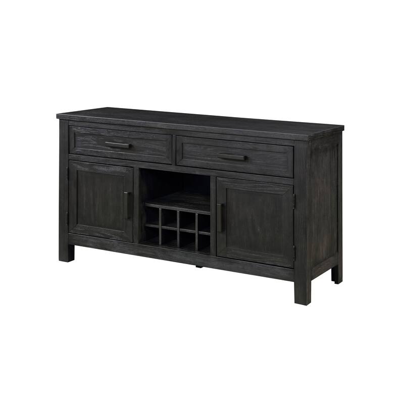 Lory 54 Inch Sideboard Server Buffet, 2 Drawers, Cabinets, Wine Rack, Black