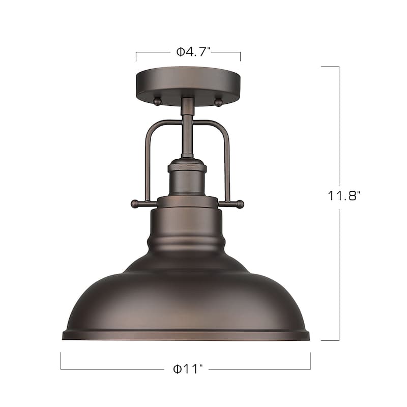 1-light 11 Inch Semi Flush Mount, Ceiling Light