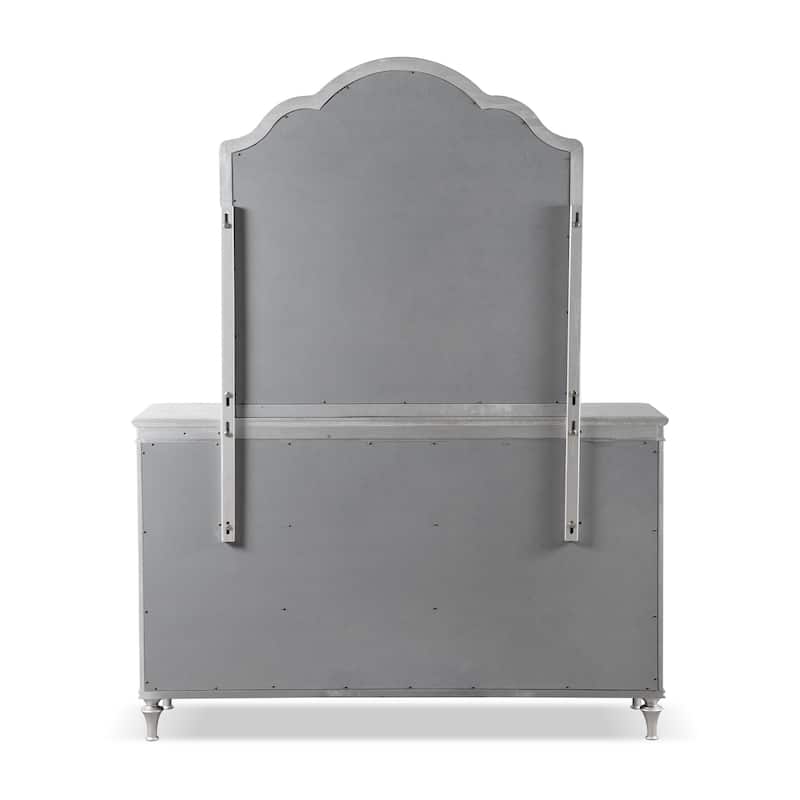 Furniture of America Seabliss Glam Solid Wood 2-piece Dresser and Mirror Set