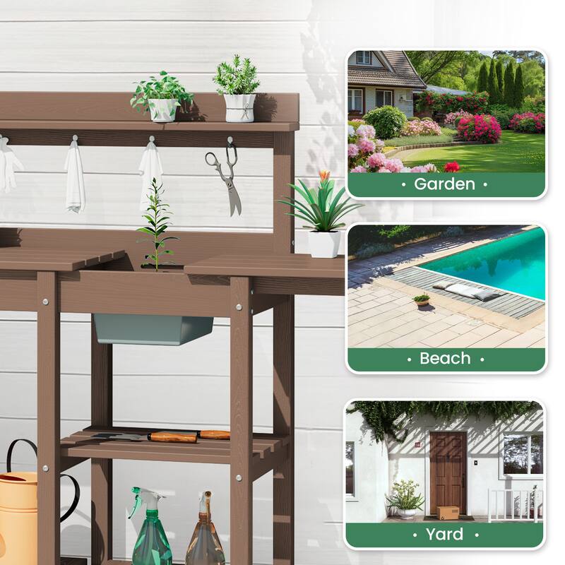 HDPE Patio Outdoor Potting Table, Versatile Gardening Planting Workbench