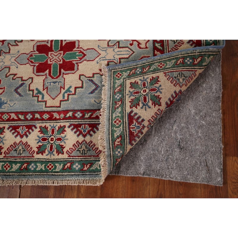 Light Blue Oriental Kazak Area Rug Handmade Wool Carpet - 4'0" x 5'11"