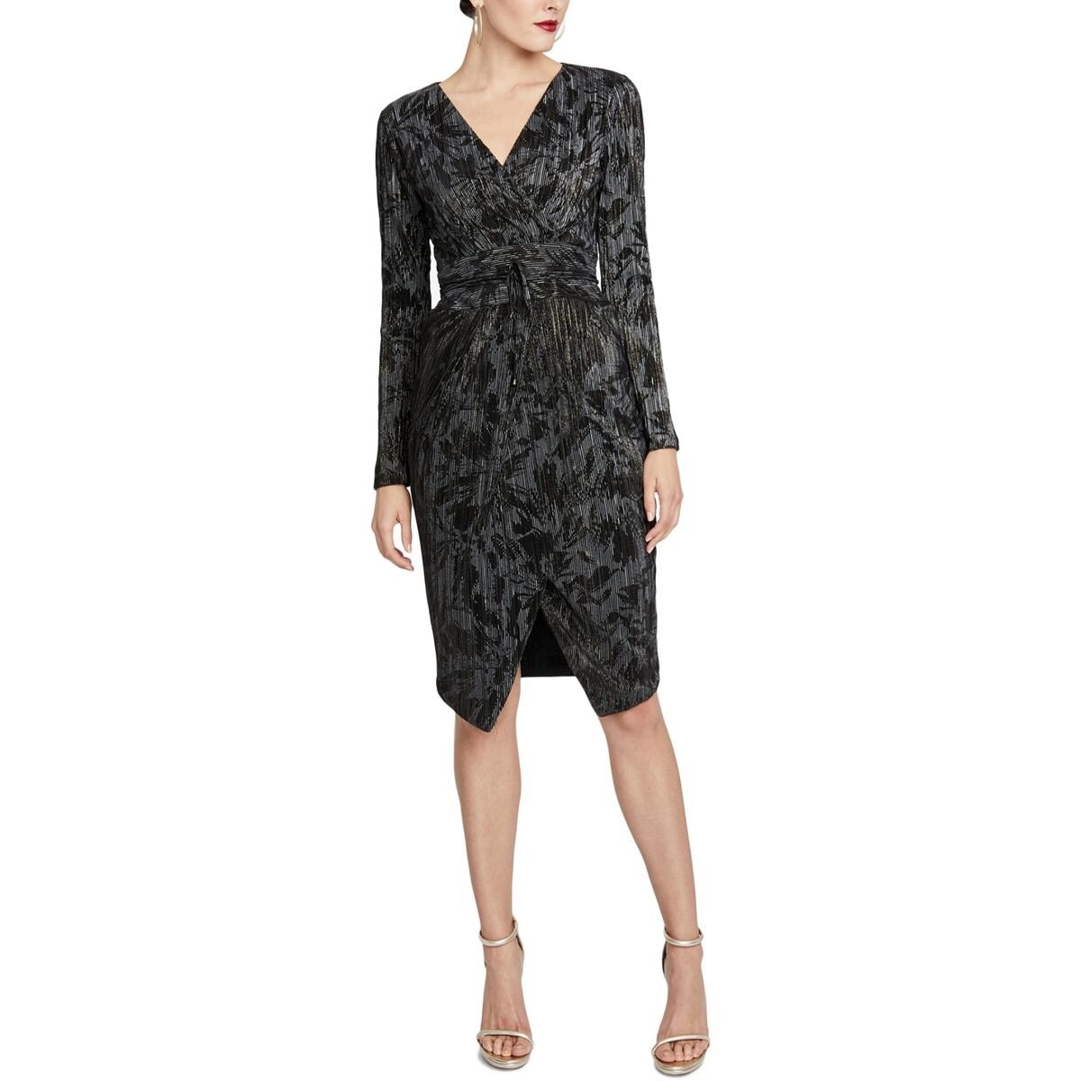 rachel roy metallic wrap dress