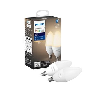 Philips Hue E12 Bluetooth Smart LED Decorative Candle Bulb, 2-Pack, White