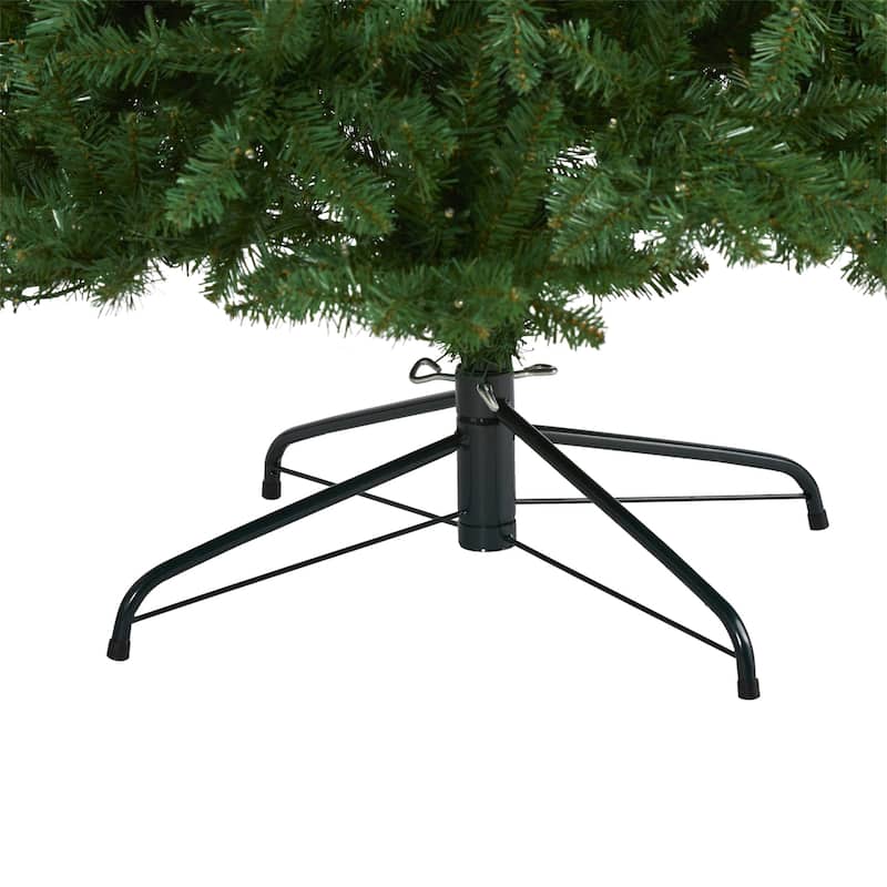 9ft Artificial Christmas Tree Slim Pencil Tree, Prelit Green Pine Tree with Metal Stand, Holiday Decor - 108