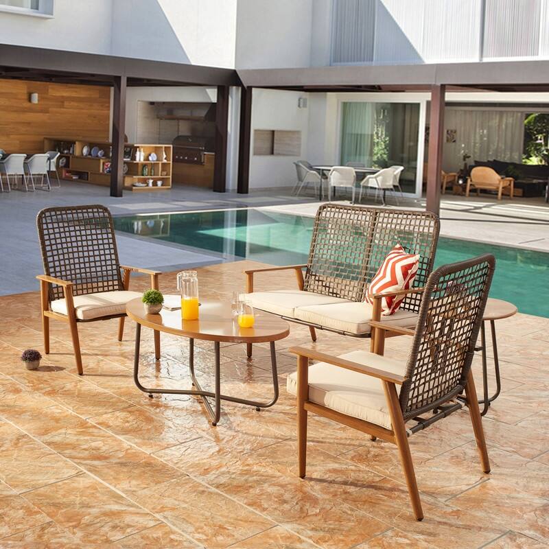 Mesh 5-Piece Outdoor Conversation Set - Beige