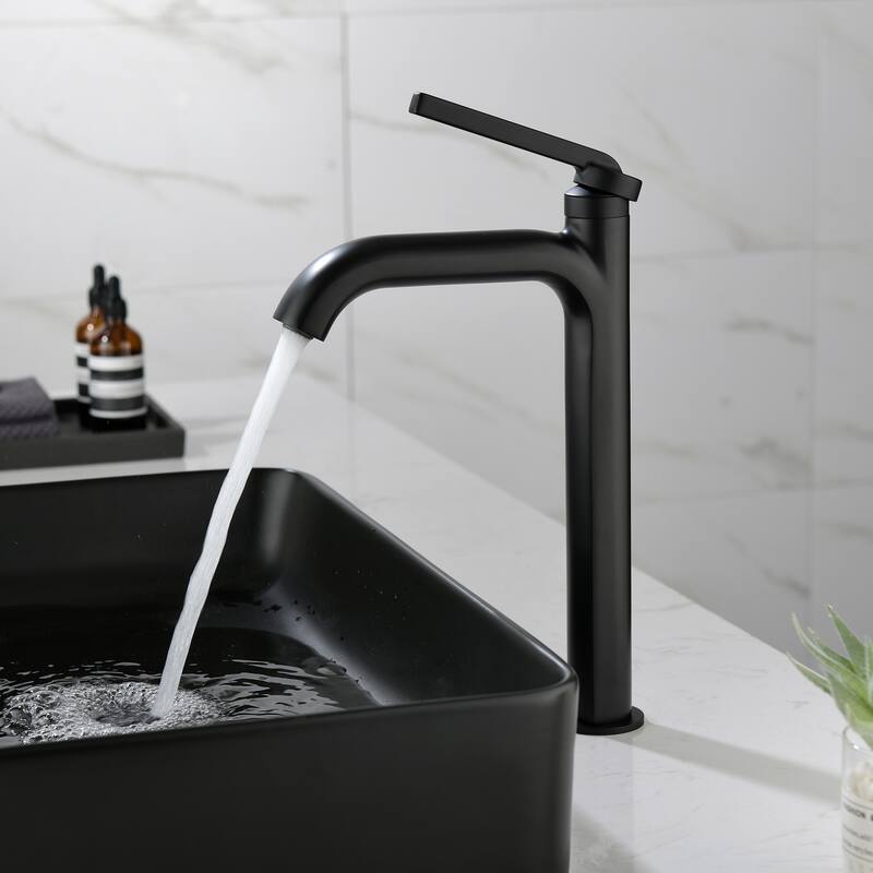 12 in.H Modern Matte Black/ Brushed Gold Single Handle Bathroom Faucet includes Hardware