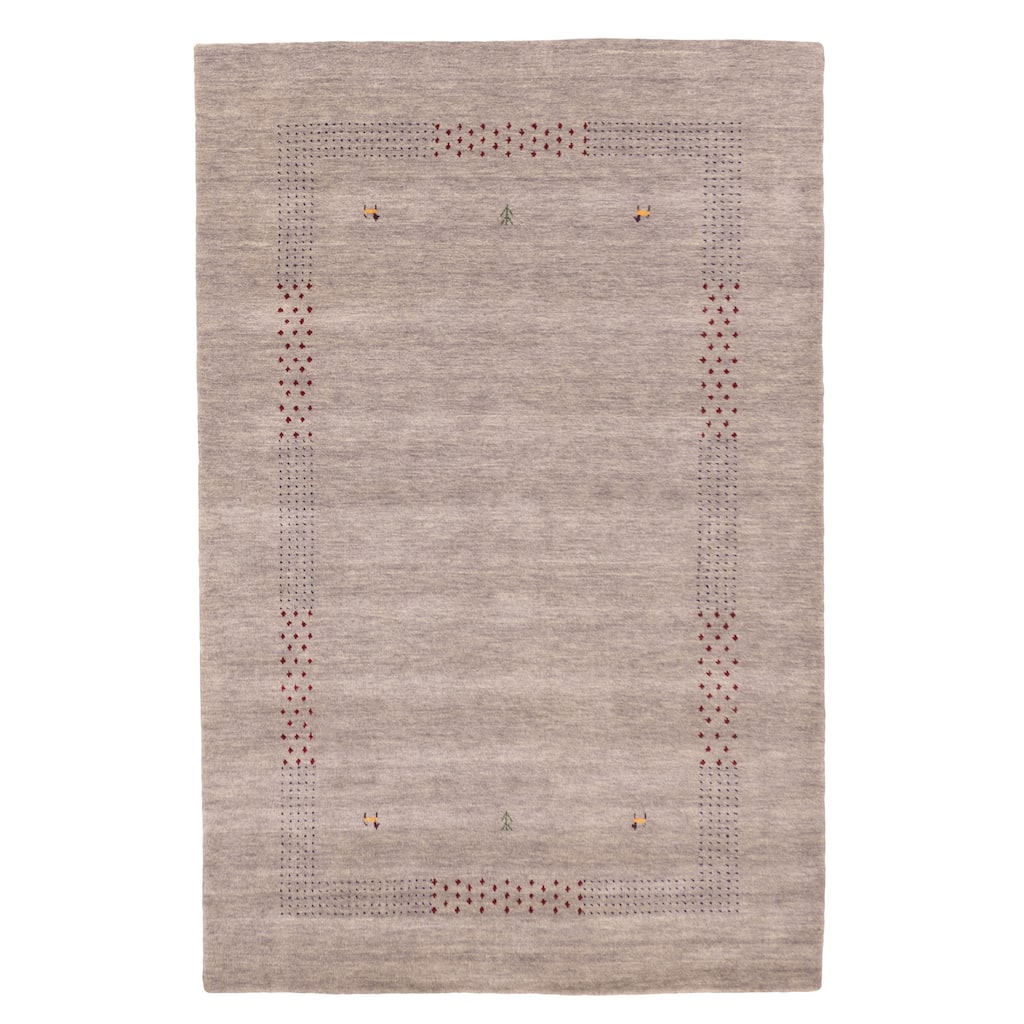 ECARPETGALLERY Hand Loomed Kashkuli Gabbeh Grey Wool Rug - 5'0 x 7'10