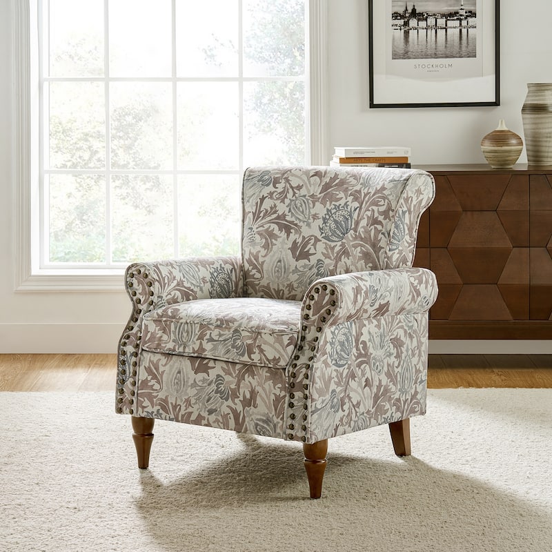 Nyctelius Nailhead Trim Traditional Accent Armchair with Rolled Arms by HULALA HOME