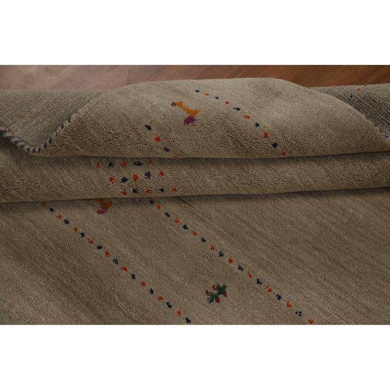 Hand Knotted Oriental 100% Wool Carpet Tribal Animal Pictorial Beige & Ivories Gabbeh Area Rug - 6' 6'' X 4' 8''