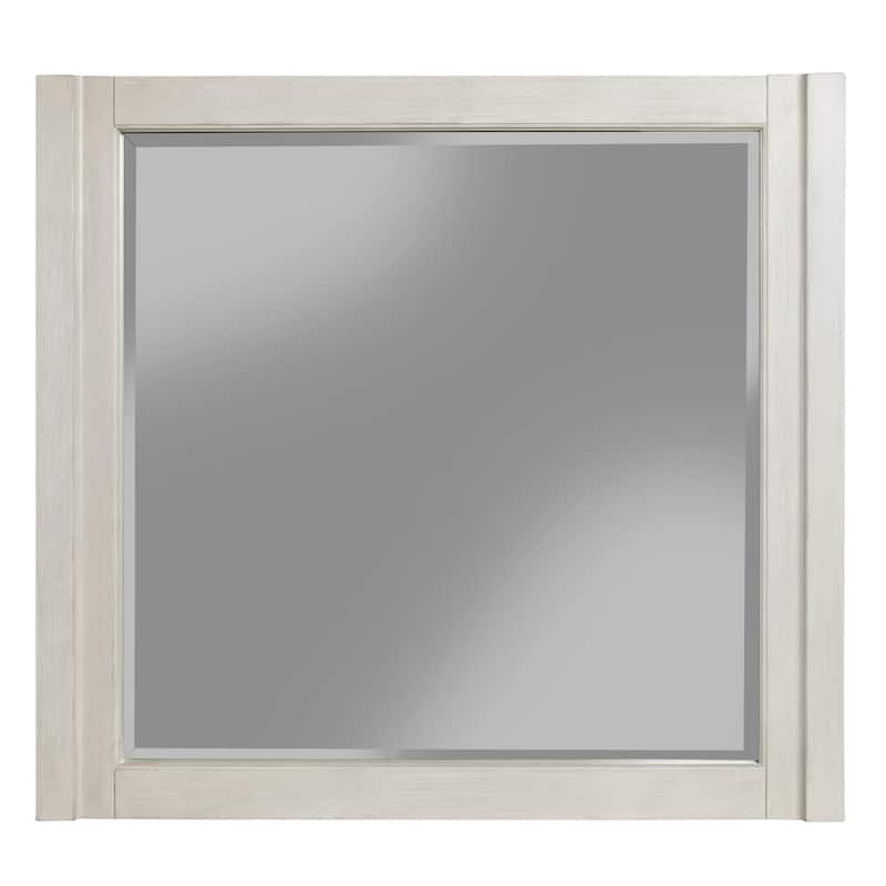 Origins by Alpine Denver Wood Mirror in Light Gray - White