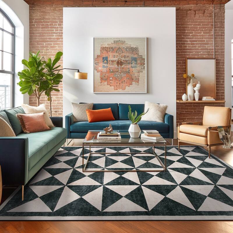 World Rug Gallery Geometric Diamond Washable Non Slip Area Rug