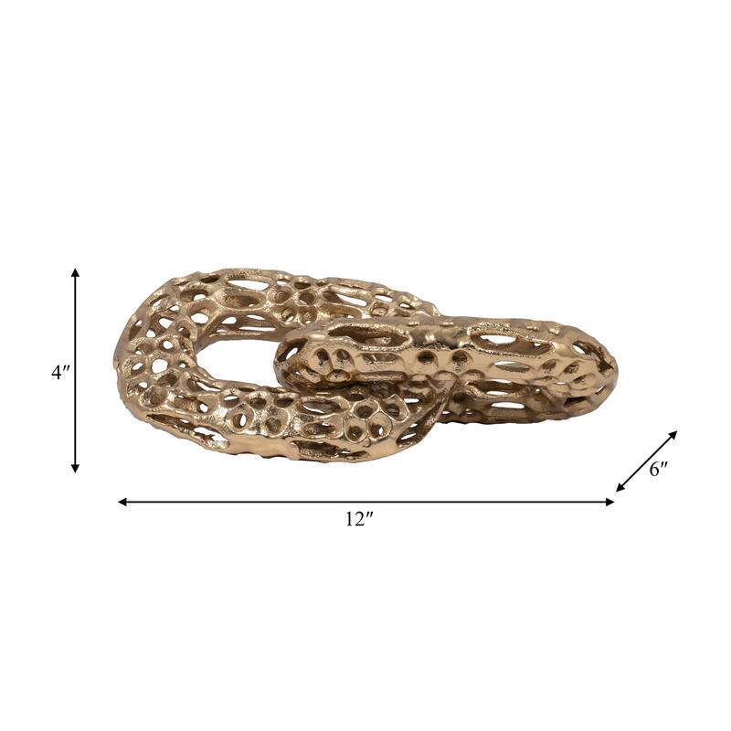 Sagebrook Home 12-Inch Gold 2-Linked Metal Chains - Aluminum Decorative Object for Modern Home Accent and Elegance