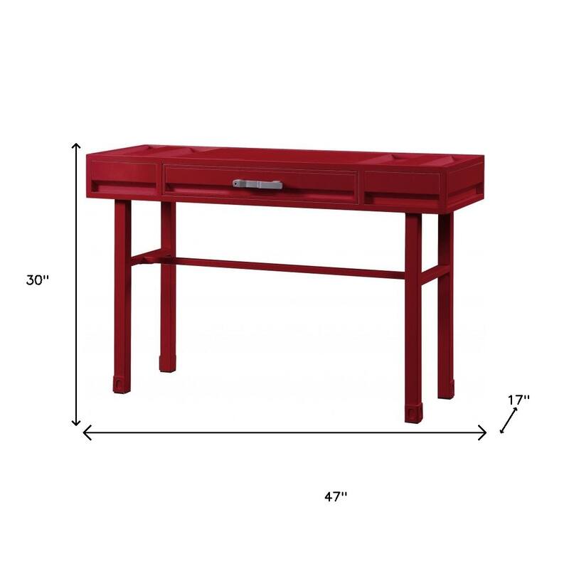 HomeRoots 47" Red Iron And Wood Vanity Table